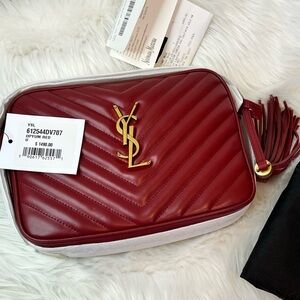YSL Medium Camera Bag in Opyum Red